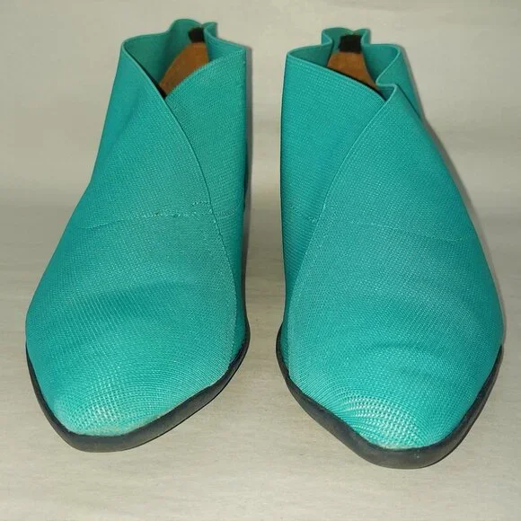 John Fluevog Women Power Up Embrace Elastic Ankle Booties Size 9 Teal Vegan - Picture 5 of 12